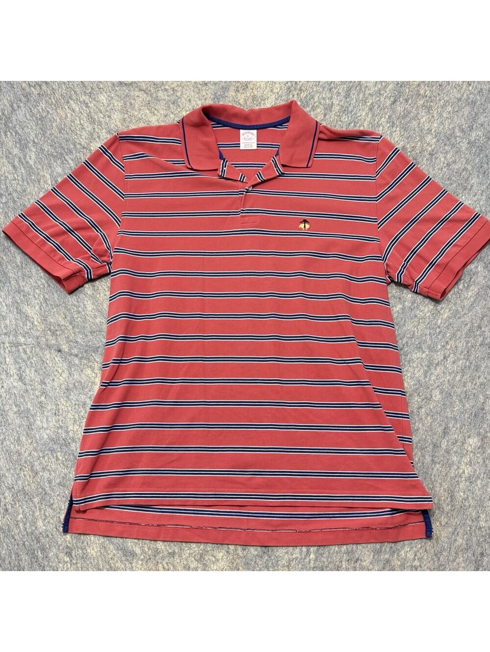 Brooks Brothers 1818 Performance Polo Shirt Mens XL Red Navy Striped Cotton